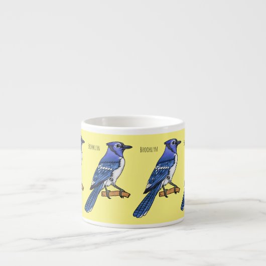 Tasse Expresso Illustration d'oiseau de jay bleu (Devant)