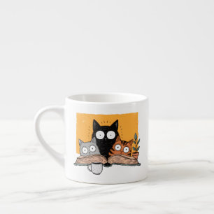 Tasse Expresso Illustration drôle de chats en lecture