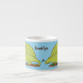 Tasse Expresso Illustration d'un dimétrodon vert mignon (Devant)