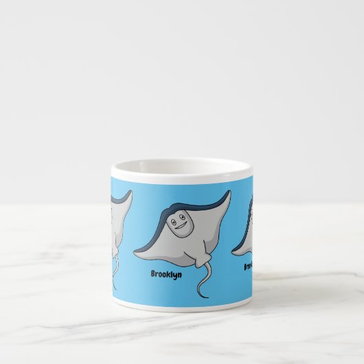 Tasse Expresso Illustration d'une caricature de poisson stingray (Devant)