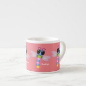 Tasse Expresso Illustration d'une libellule bleu et rose (Devant droit)