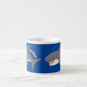 Tasse Expresso Illustration joyeuse du grand requin blanc (Devant)