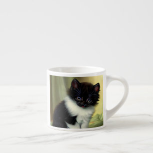 Tasse Expresso Illustration vintage Tuxedo Kitten