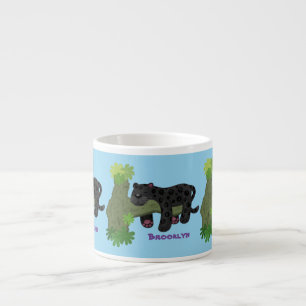 Tasse Expresso Image de dessin animé de chat en panthère noire ja