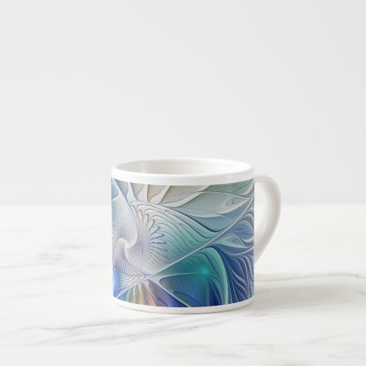 Tasse Expresso Imaginaire Floral, Fleur Fractale Abstraite coloré (Devant droit)