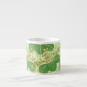 Tasse Expresso Impression de bloc de bois de feuille verte botani