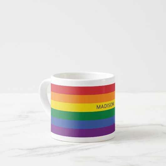 Tasse Expresso Indicateur Rainbow du nom personnalisé (Devant gauche)