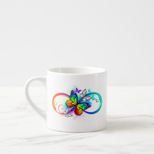 Tasse Expresso Infini lumineux avec papillon arc-en-ciel