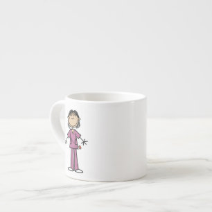 Tasse Expresso Infirmière asiatique féminine en bonhomme allumett