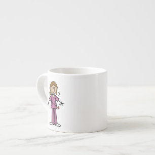 Tasse Expresso Infirmière Stick Figure Peau Moyenne Féminine