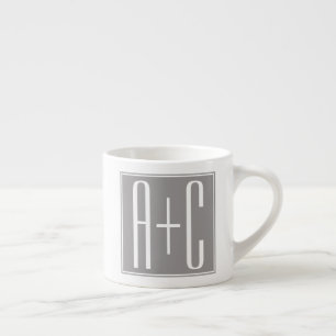 Tasse Expresso Initails ou Other Text White & Grey