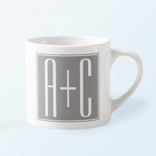 Tasse Expresso Initails ou Other Text   White & Grey