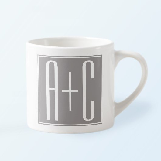 Tasse Expresso Initails ou Other Text | White & Grey