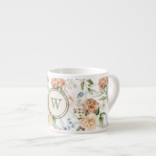 Tasse Expresso Initiale, Hortensia Pivoine Fleurs Hollandaises 16 (Devant droit)