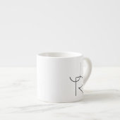 Tasse Expresso Initiales de chevauchement modernes 2 | Noir en bl (Devant droit)