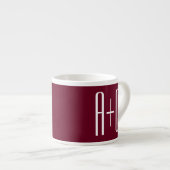 Tasse Expresso Initiales de couples simples | Blanc et bordeaux (Devant droit)