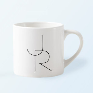 Tasse Expresso Initiales superposées Modern 2 Noir sur Blanc