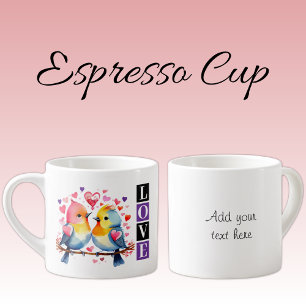 Tasse Expresso Inséparables texte personnalisé violet