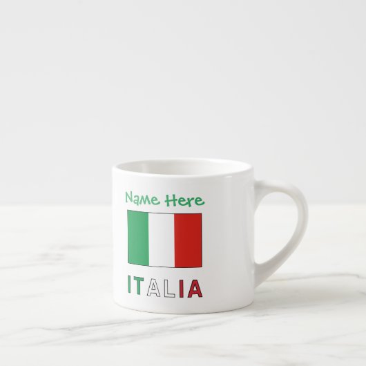 Tasse Expresso Italia e Bandiera Italiana Personnalisation verte (Droite)