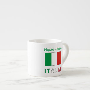 Tasse Expresso Italia et Drapeau Italien Personnalisation verte