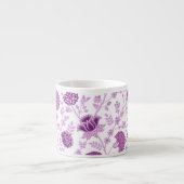 Tasse Expresso Jacobean Floral Grand Motif rose sur blanc (Devant)
