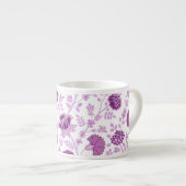Tasse Expresso Jacobean Floral Grand Motif rose sur blanc (Devant droit)