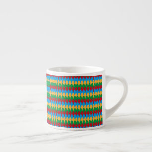 Tasse Expresso Jaune Bleu Vert & Rouge Géométrique Coquilles