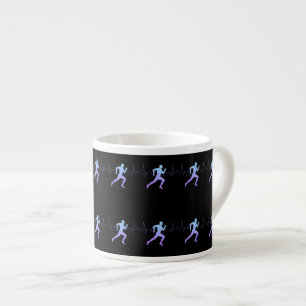 Tasse Expresso Jogging - Coureurs Silhouette avec Heartbeat Black