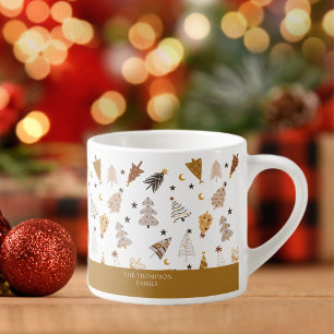 Tasse Expresso Joie au monde simple boho arbres Noël