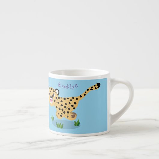 Tasse Expresso Joli bébé guépard en cours de dessin animé illustr (Droite)