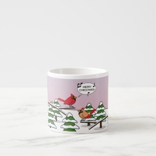 Tasse Expresso Joli Cardinal Rouge chanter Joyeux Noël