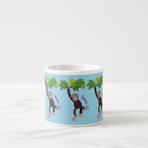 Tasse Expresso Joli chimpanzé dans la jungle suspendu dessin anim