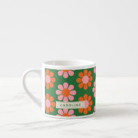 Joli Coloré Fleur Motif Vert rose Nom