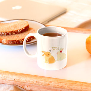 Tasse Expresso Joli Couple de Lapins Citation d'Amour - "Chéri je