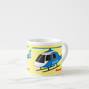 Tasse Expresso Joli dessin animé d'hélicoptère de la police