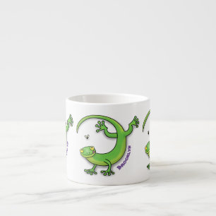 Tasse Expresso Joli gecko vert salutations avec dessin animé