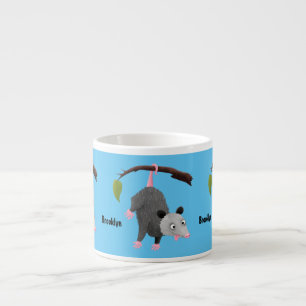Tasse Expresso Joli opossum accroché à la branche dessin animé