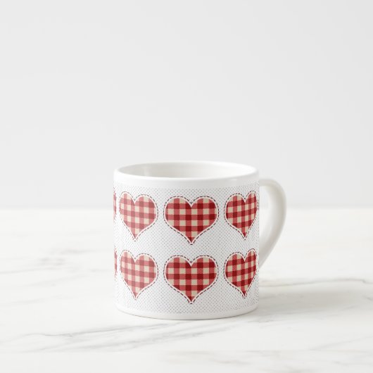 Tasse Expresso Joli Plaid Red Hearts Dotty Motif (Devant droit)