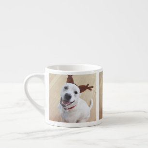 Tasse Expresso Joli Renne Blanc Sourire Chien Noël