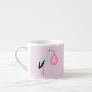 Tasse Expresso Jolie chatte rose bébé fille Stork
