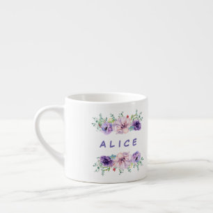 Tasse Expresso Jolies feuilles de fleurs de lilas et d'eucalyptus