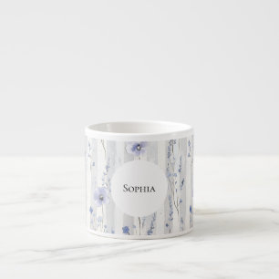 Tasse Expresso Jolies rayures florales blanches à la lavande pour