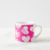 Tasse Expresso Jour des Valentines du coeur rose et blanc moderne (Droite)