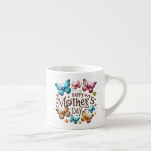 Tasse Expresso Joyeuse fête des Mères avec papillons Clipart