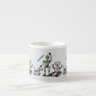 Tasse Expresso Joyeux joli dessin de trois robots trio