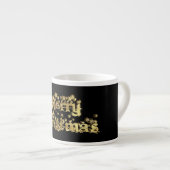 Tasse Expresso Joyeux Noël Black and Gold Stars Typographie (Devant droit)