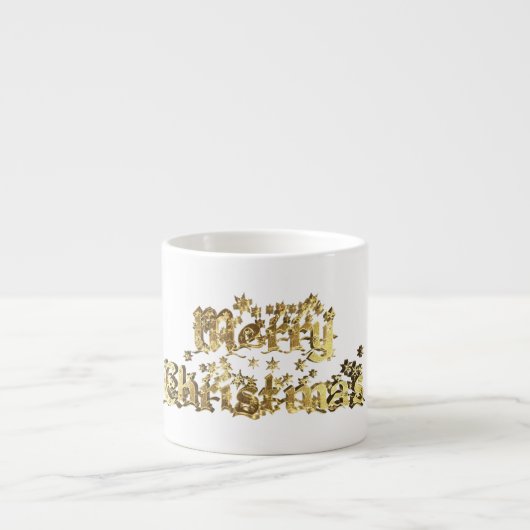 Tasse Expresso Joyeux Noël Elegant Gold Stars Typographie (Devant)