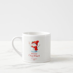 Tasse Expresso Joyeux Noël personnalisé Bonhomme de neige Année p