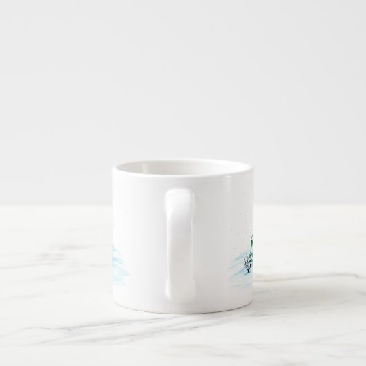 Tasse Expresso Joyeux Noël ! Snowman avec chat et chiot (Dos)