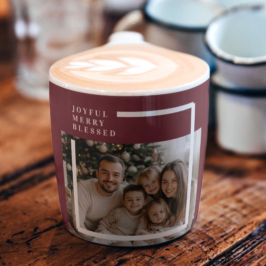 Tasse Expresso Joyful Merry Blessed Personalized Christmas Photo